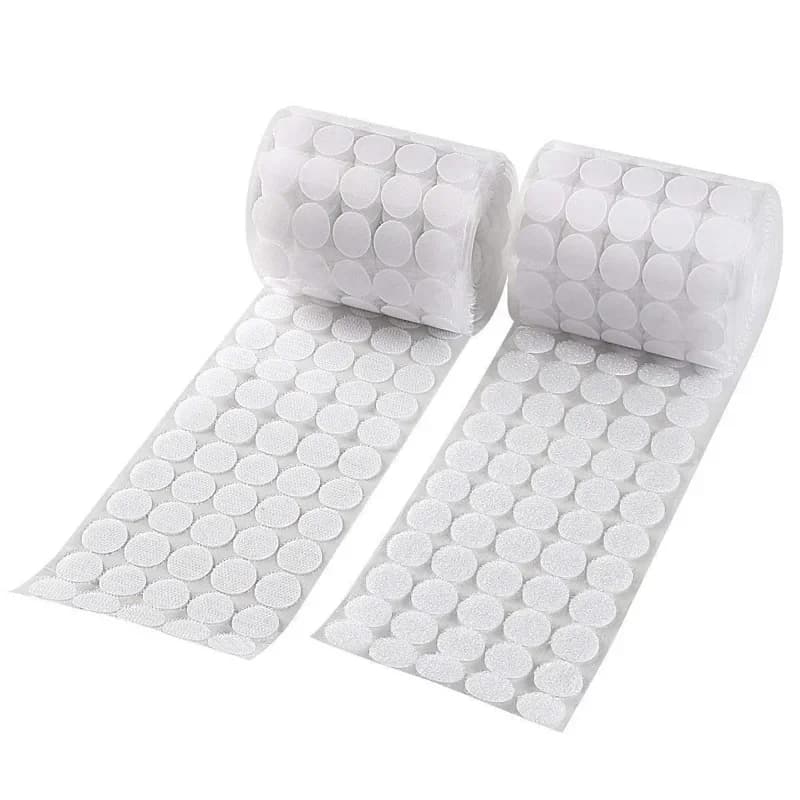 10/15/20mm Self-Adhesive Fastener Tape Dots White Black Hook and Loop Sticker Circular