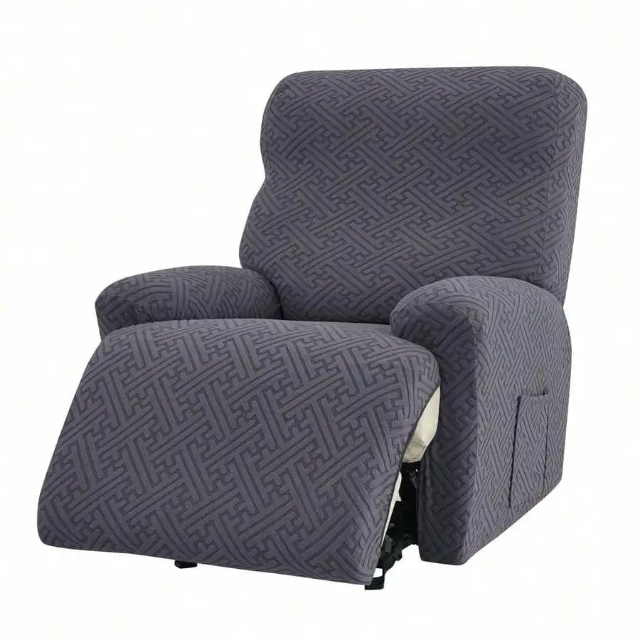 Split Jacquard Recliner Cover Solid Color Elastic Single Sofa Covers Stretch Spandex Armchair Case Slipcovers For Living Room