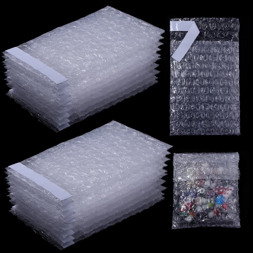 10-50pcs Self-sealing Bubble Foam Mailers Bag Transparent Shockproof Double Film Cushioning Bag Envelope Packaging Shipping Bag