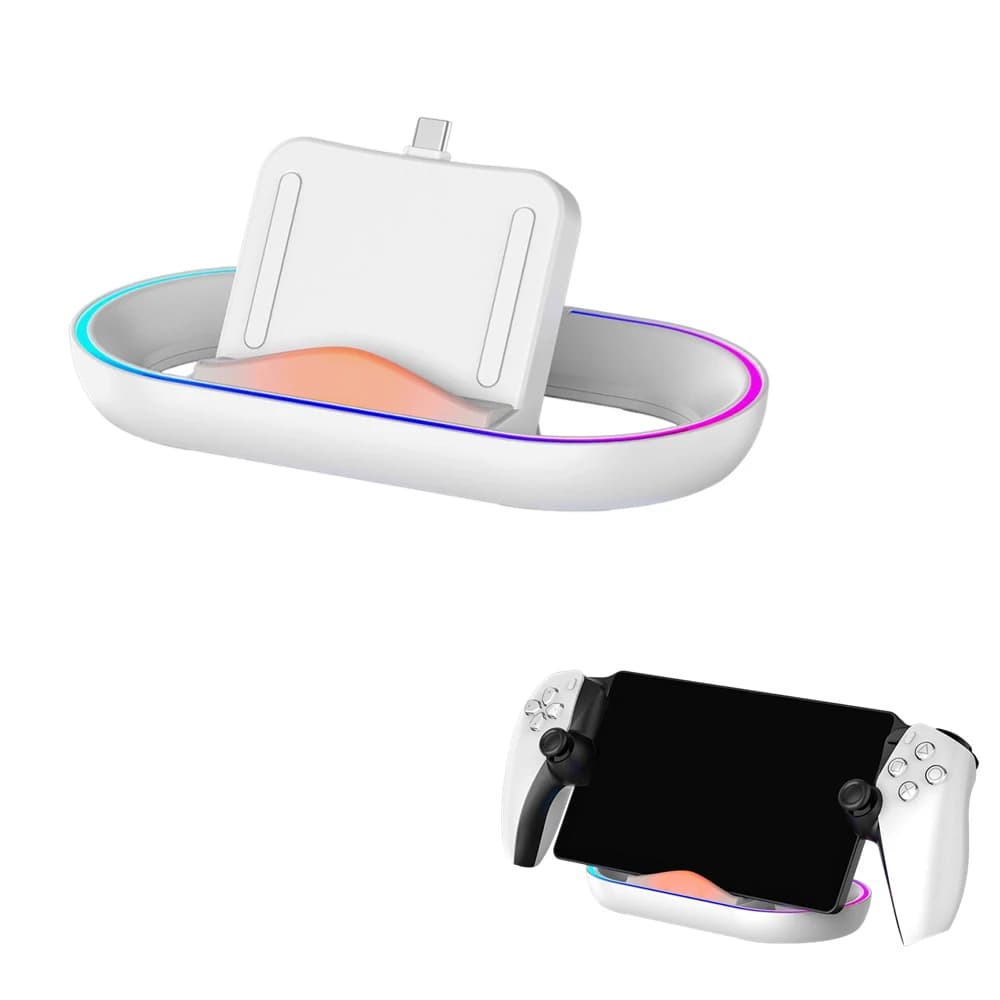 Stazione dock di ricarica per console di gioco Playstation Portal Supporto per caricabatterie di tipo C con supporto per luce RGB per accessori per portale PS5 PS