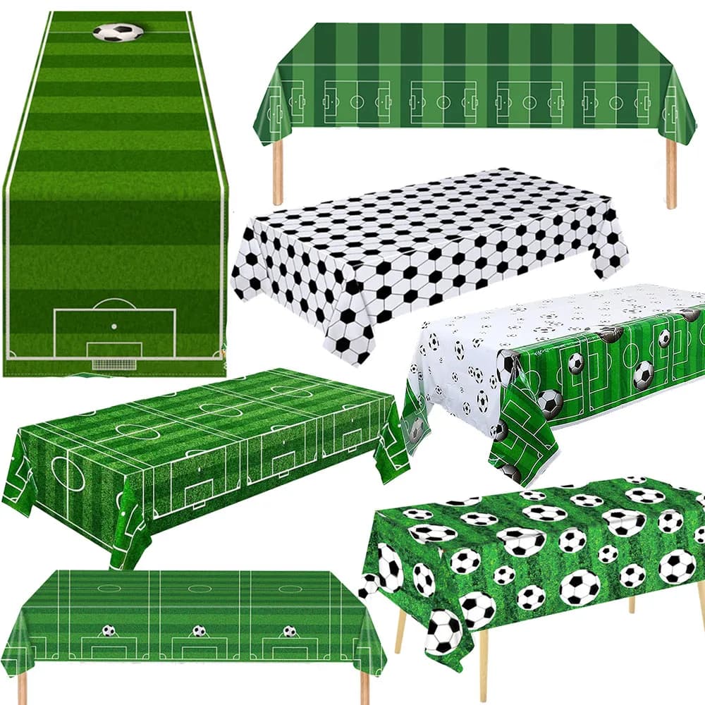 Decorazioni per Tavolo a Tema Calcio, Tovaglia Usa e Getta per Feste di Compleanno, Copritavolo in Plastica con Motivi Calcistici