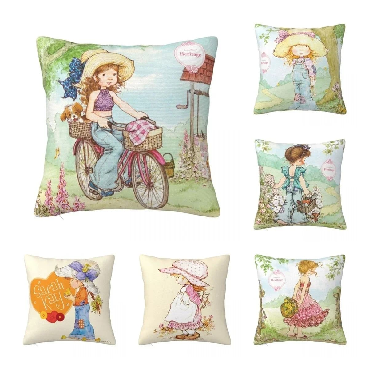 Cute Sarah Kay Girl federa accessori stampa fodera per cuscino in tessuto decorazione Cartoon Country Life fodera per cuscino Multi-Size