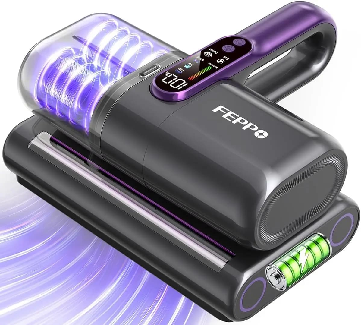 Aspirapolvere Senza Fili per Materassi, 18Kpa con Luce UV-C 253.7nm, Ultrasuoni, Sensore Polvere e Display LED, 52800 BPM