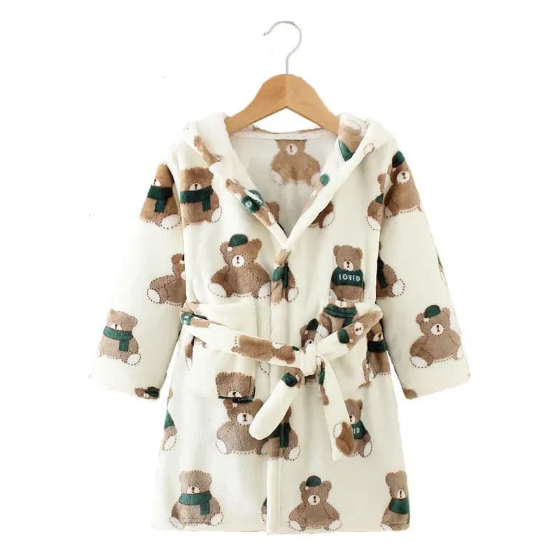 Children's Bathrobe with Hood Long Sleeved Children's Bathrobe with Cartoon Print Children's bathrobe with adorable animals spring autumn robe for girls