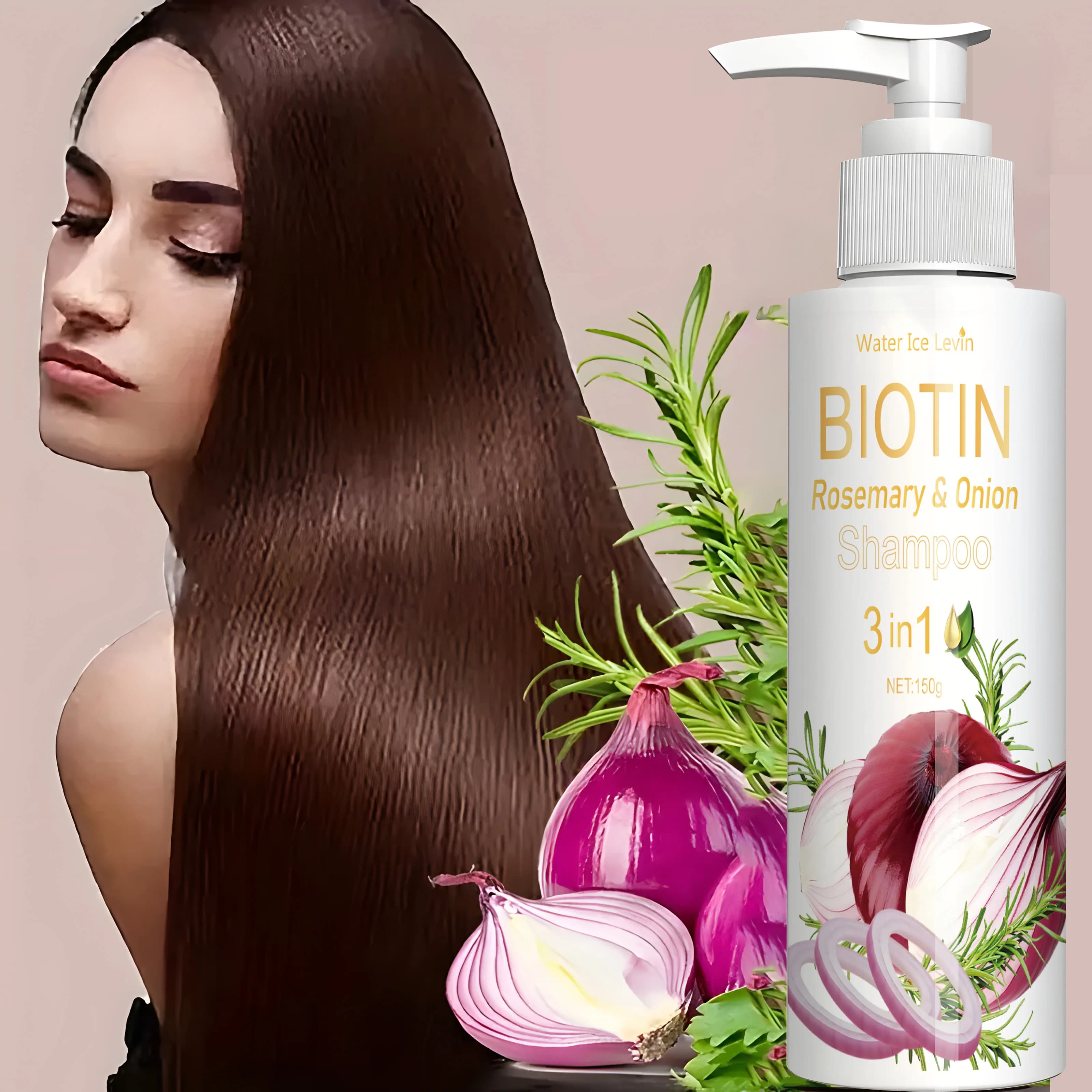 Biotin rosemary onion shampoo, 72-hour oil control, soft and shiny, directs goodbye to dry and fat hair, hair care and scalp care