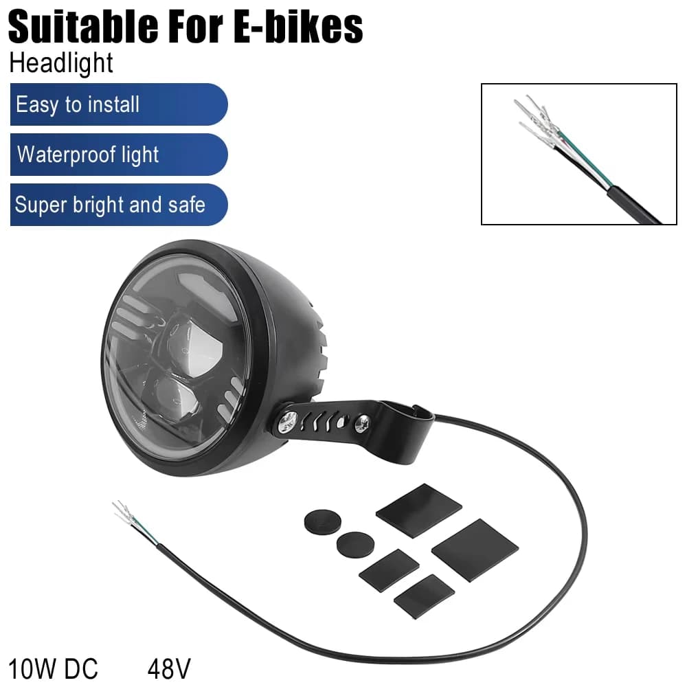 Faro LED 12V-48V per scooter elettrico faro abbagliante fascio basso abbagliante luce anteriore torcia impermeabile accessori parte