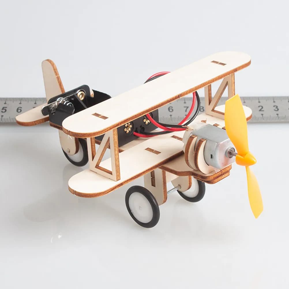 2 Pezzi Aereo Elettrico a Scorrimento, Kit Creativo Fai-da-te in Legno, Artigianato Educativo Decorativo per Bambini, Esposizione da Scrivania