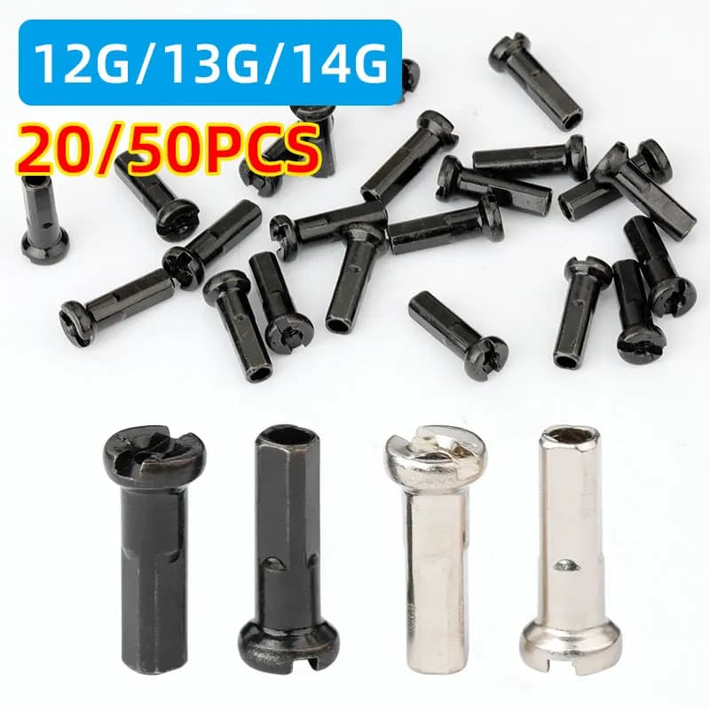 20/50 Pezzi Nippli in Rame 14G 13G per Bici da Corsa, MTB, E-bike, Scooter - Tappi in Ottone per Raggi e Cerchi - Dadi in Rame