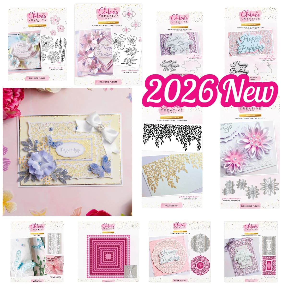 2026 June Chloes Flower Falling Leaves Clear Stamps and Metal Cutting Dies Sets for DIY Craft Making Greeting Card Scrapbooking