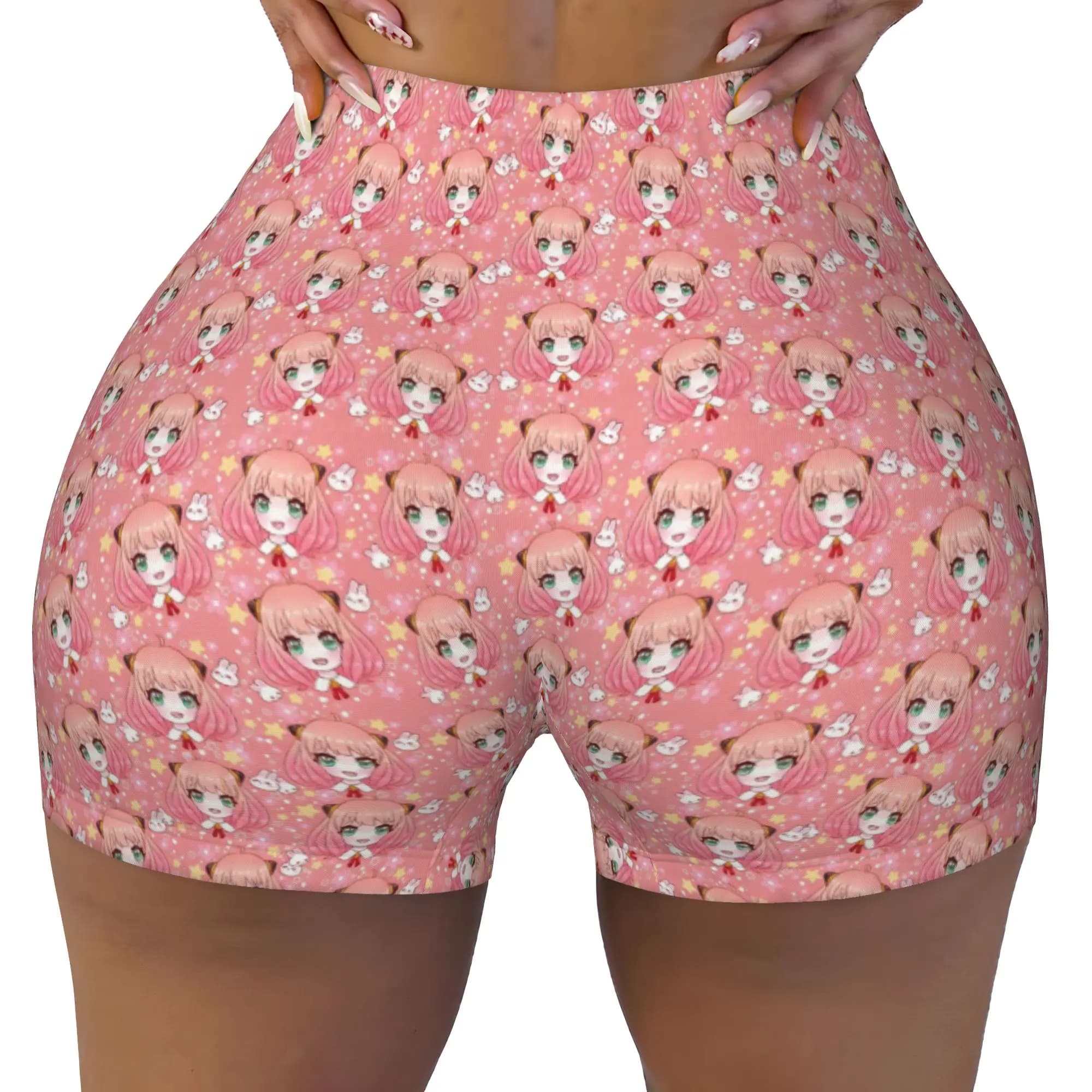 Manga Spy Family Japane Anime Running Volleyball Workout Shorts for Women Anya Agent Athletic Gym Yoga Shorts