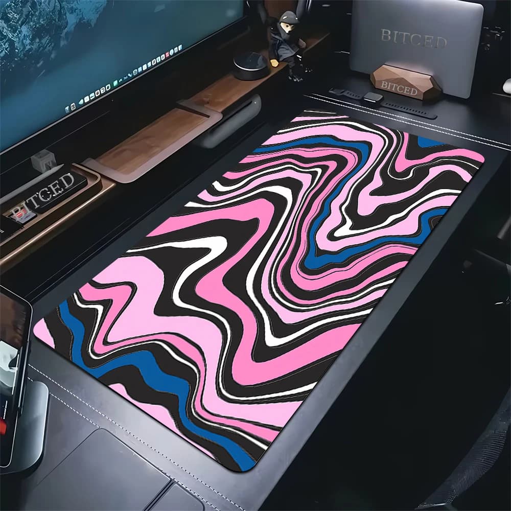 XXL Nero e Bianco Strata Liquid 900x400 Mouse Pad Computer Portatile Anime Tastiera Mouse Zerbino Grande Mousepad Tastiere Scrivania Zerbino