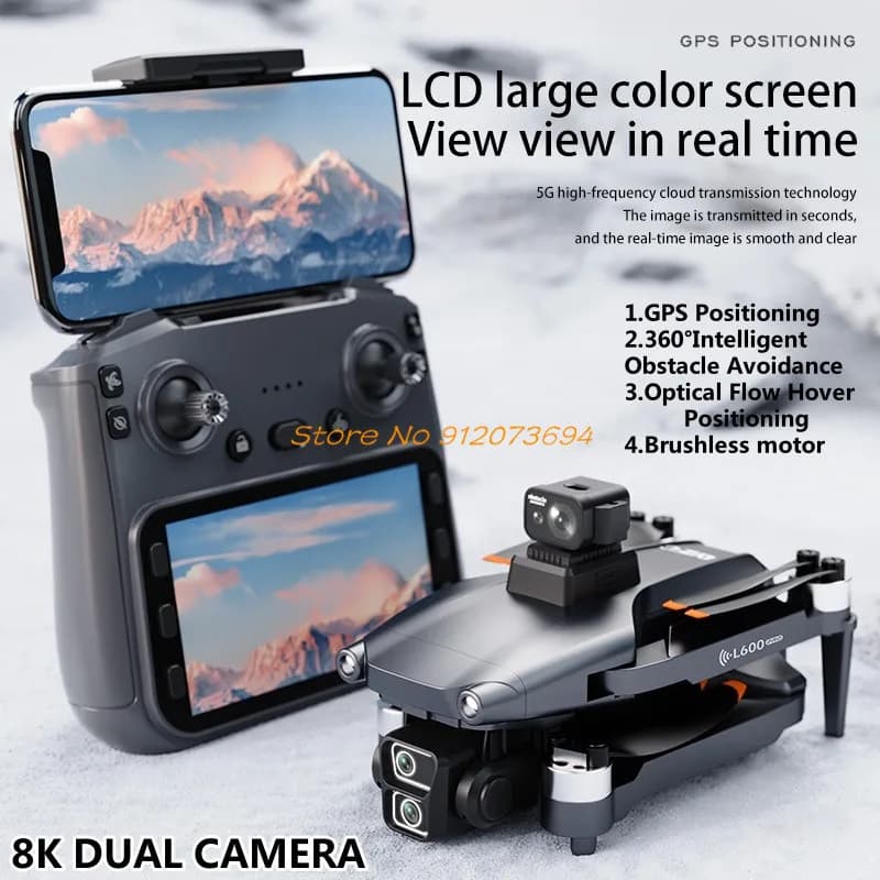8K EIS Anti Shake Brushless 5G LCD FPV Telecomando Quadcopter 3KM 360 ° Drone RC a flusso ottico con ritorno GPS per evitare ostacoli