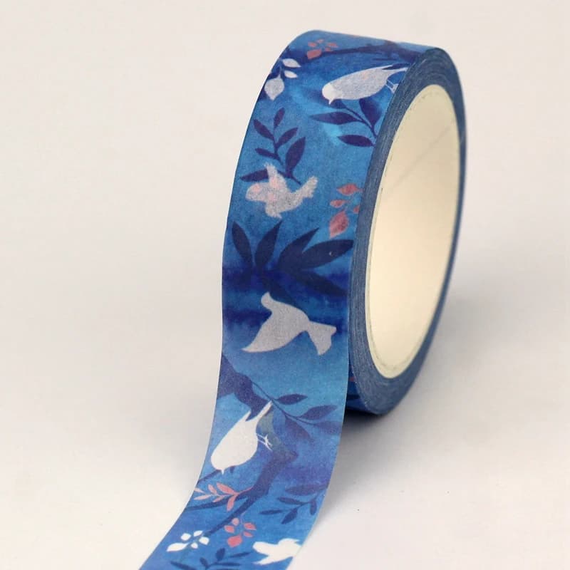 NEW 1PC 10M Decorative Blue Birds on Branch Spring Washi Tape DIY Adhesive Sticker Masking Tape Stationery Scrapbooking Supplies