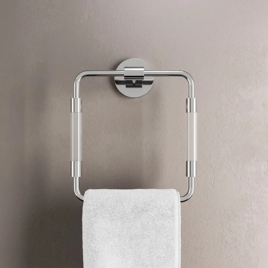 Verre Acrylic Square Towel Ring in Chrome