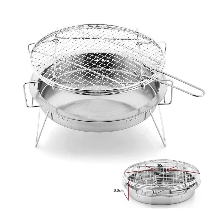 Stainless Steel Barbecue Stove Picnic Camping Barbecue Stove Coal Rope Folding Barbecue Grill Tools for small outdoor portable barbecue