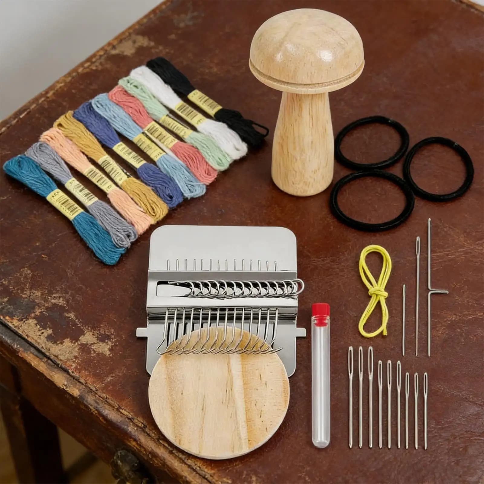 Mushroom Knitting And Repair Tool Kit Quick Patch Maker Patch Work Weaving Looms Tool For DIY Knitting And Repairing