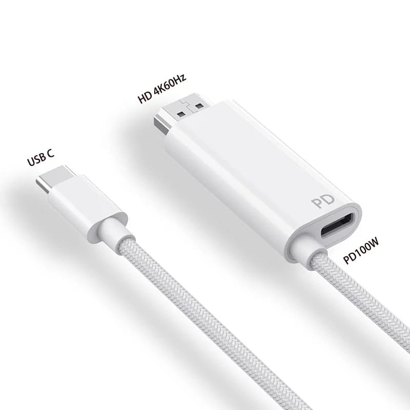 USB C to HDMI compatible cable from 2M with PD charging 100W Video 4K 30Hz/60Hz for Switch HDTV Phone15 Portable Dex mode