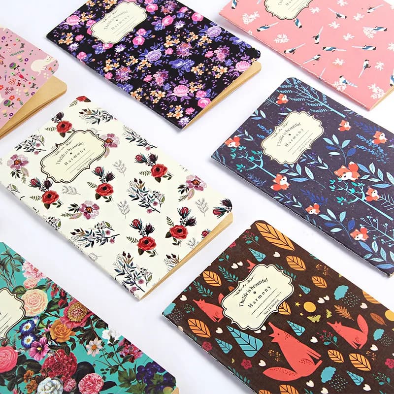 Vintage Blank Notepad, Retro Car Line Hand-painted Sketchbook, Floral Kraft Paper Notebook, Multifunctional Diary Book