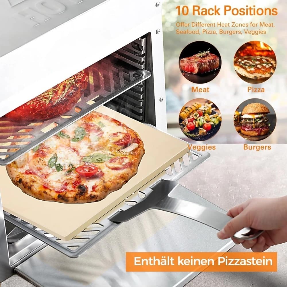 Set per Camera da Letto - Griglia a Gas Propano Portatile a Infrarossi 1500 ° Barbecue da Esterno per Bistecche con Pietra per Pizza in Acciaio Inossidabile