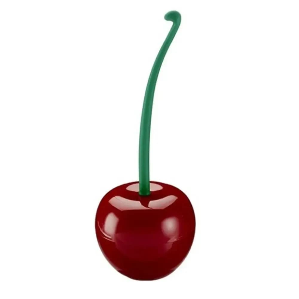 Vendita calda Set porta scopino per WC a forma di ciliegia rossa carina - Kit per la pulizia del bagno con manico lungo con setole morbide Accessori 1PC