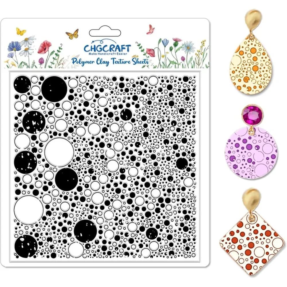 Retro Polka Dots Polymer Clay Texture Sheets Geometric Texture Stamp Clay Texture Mat Modeling Pattern Pad Sheets for Jewelry