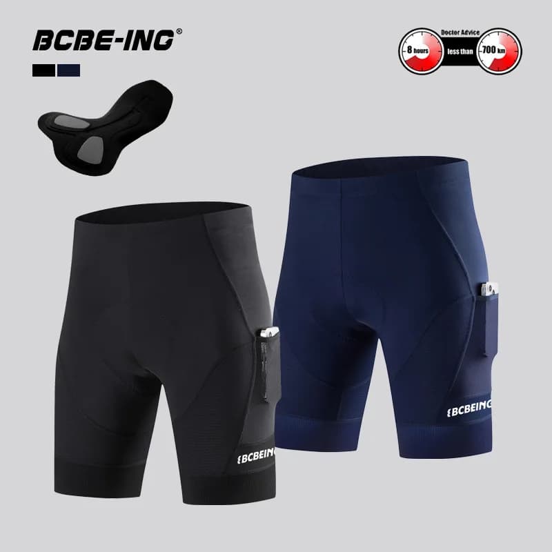 BCBE-ING Men's Cycling Shorts Pro 8H Pad Breathable Road Bike MTB Riding Shorts with Side Pockets Lightweight Cycling Wear