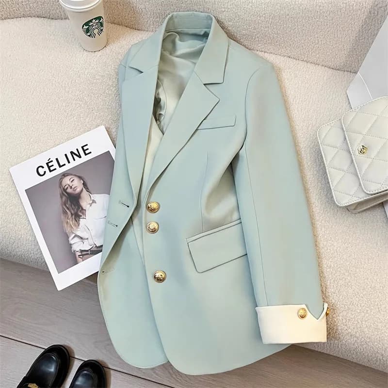 Primavera nuova moda donna casual elegante trendy tinta unita monopetto manica lunga blazer abiti femminili cappotti top