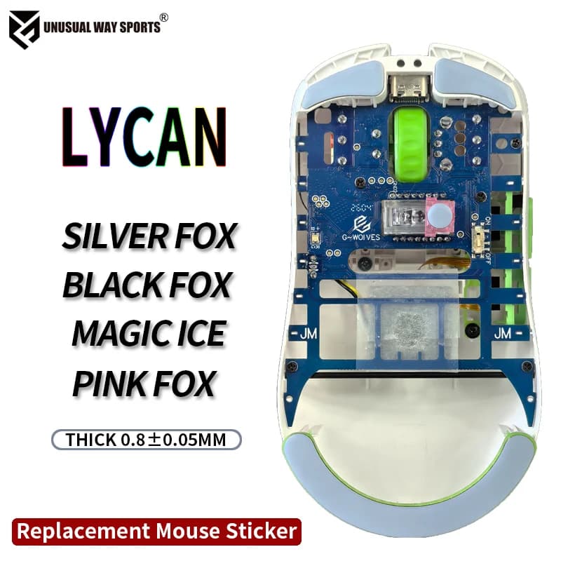 UnusualWaySports Mouse Skates Feet Lycan Cambered Surface PTFE Anti Collapse Magic Ice Pink Black Silver Fox
