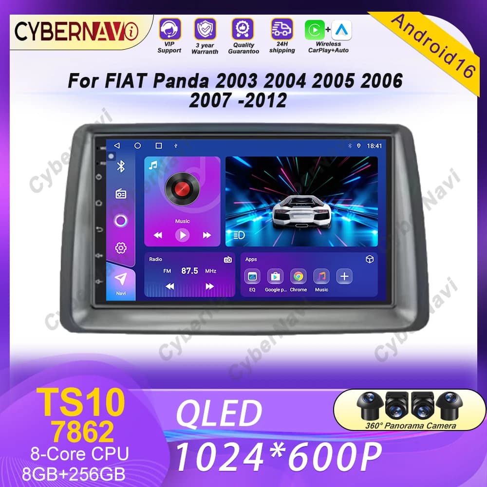 Car Radio For Fiat Panda 2003 2004 2005 2006 - 2012 Carplay Navigation GPS Android Auto Multimedia Player Stereo BT DSP 4G WIFI