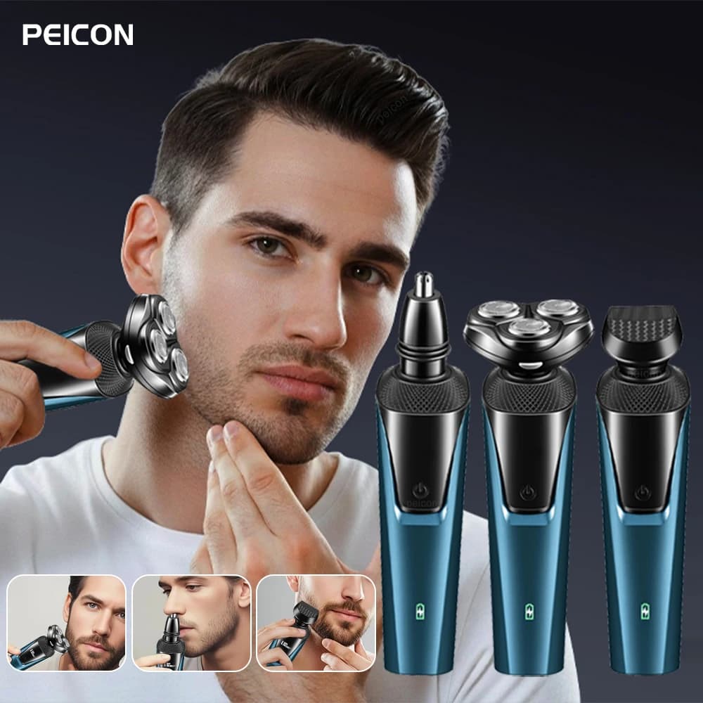 Portable Electric Razor, Trimmer for Face Peels, USB Rechargeable, Professional Razor with Floating Blade 3 in 1, Bearing Machine for Man