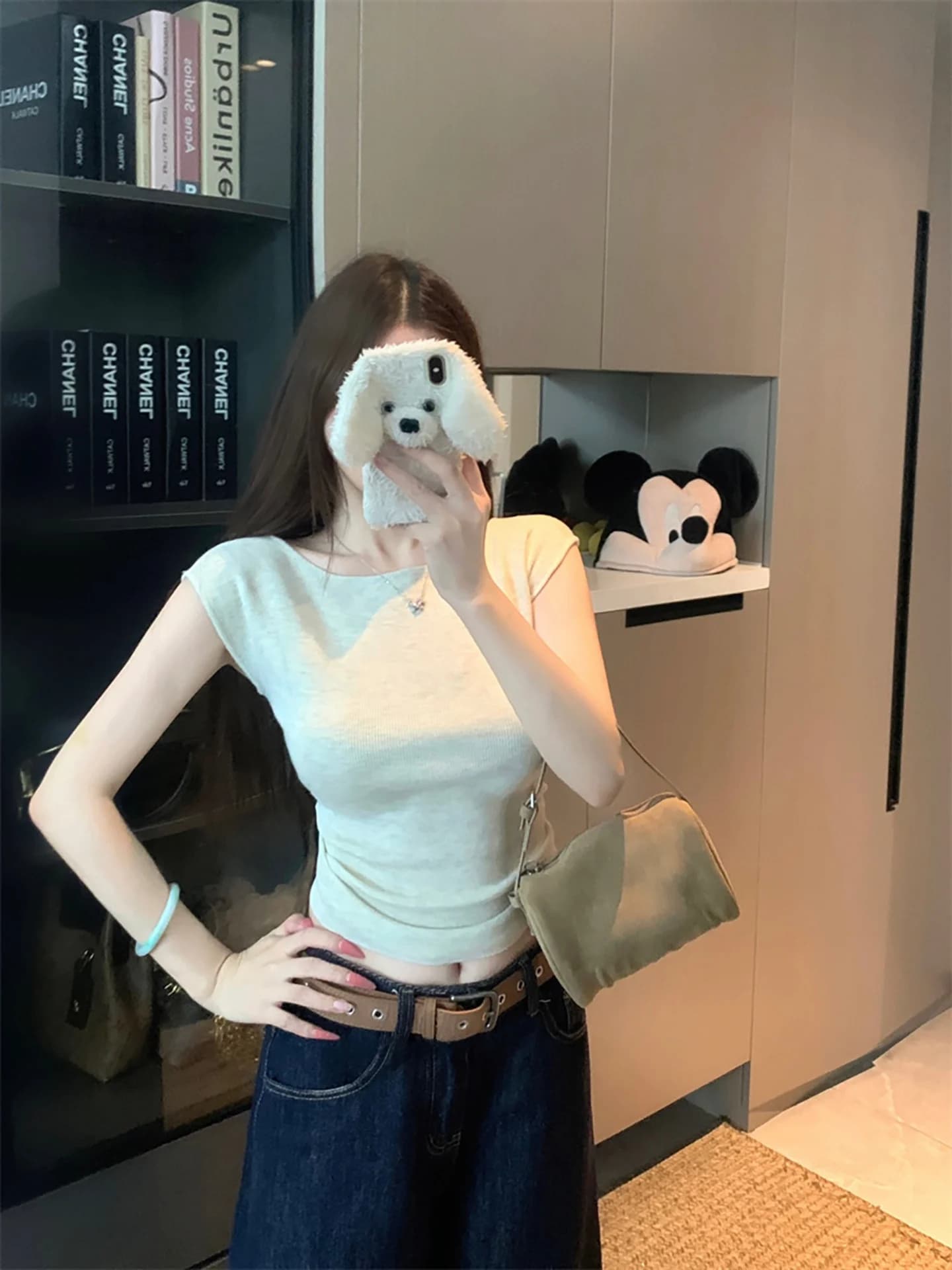 Summer 2026 Backless Short Sleeve T-Shirt Women Casual Slimming Versatile Top Pure Desire Style Drawstring Backless Design