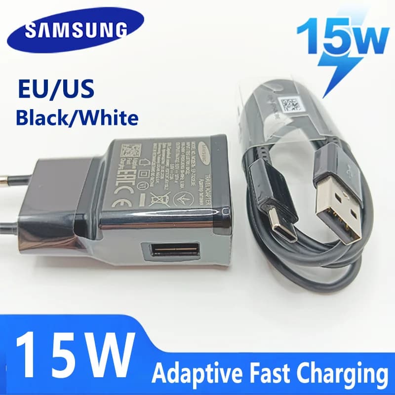 Caricabatterie rapido SAMSUNG 15W originale UE con adattatore di ricarica USB e cavo Type C per Galaxy S10 S9+ S8 A33 A31 A30s A20s A14 A13 Note 8 9