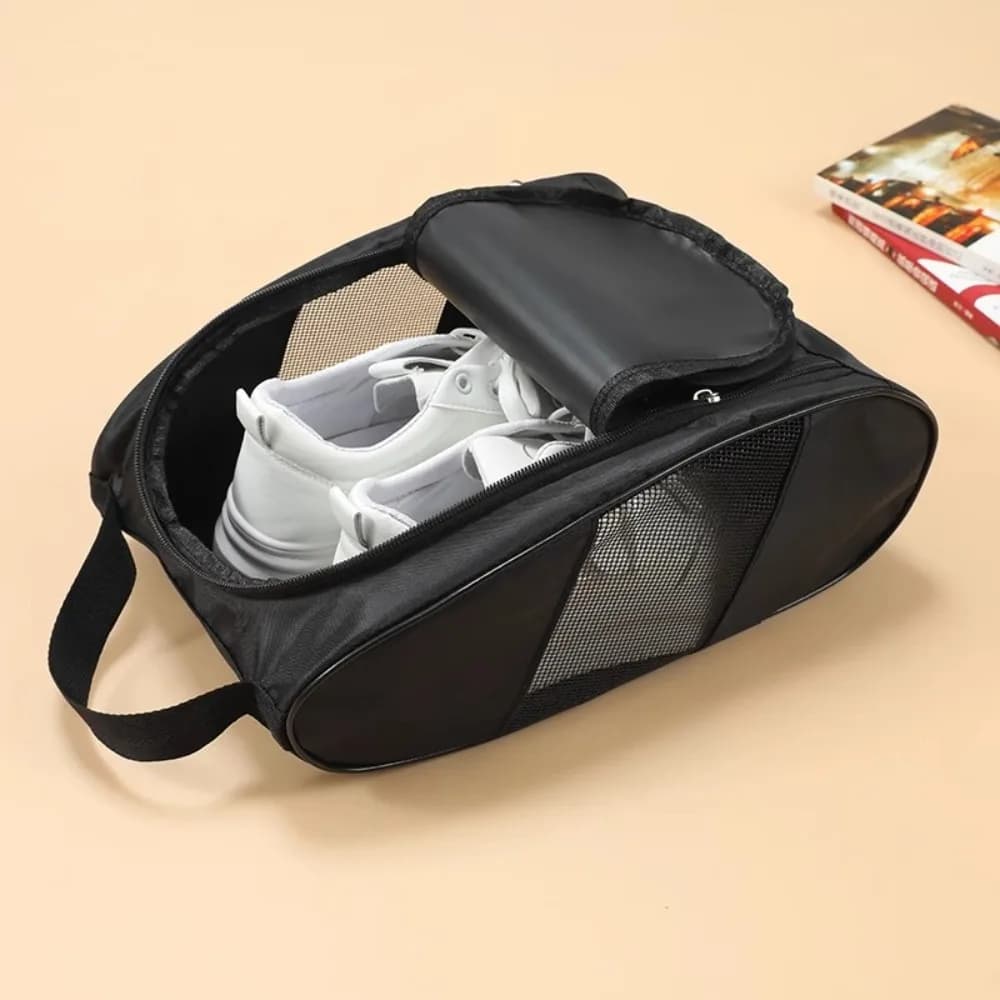 Portable Hand-Held Shoe Carrier Bag Oxford Cloth with Zipper Shoe Storage Bag Lightweight Breathable Golf Shoe Bag