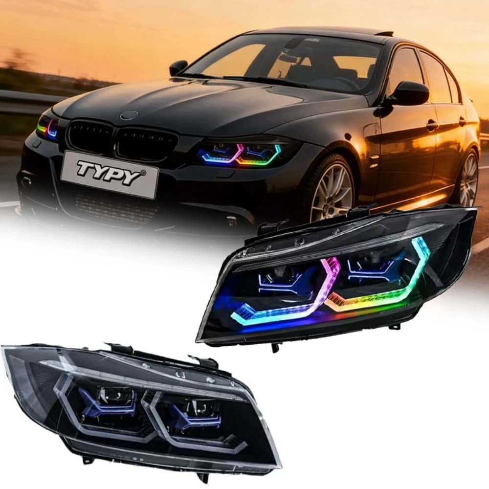 Fari anteriori TYPY per BMW Serie 3 2005-2012 E90 RGB con proiettore LED, luci diurne e accessori auto
