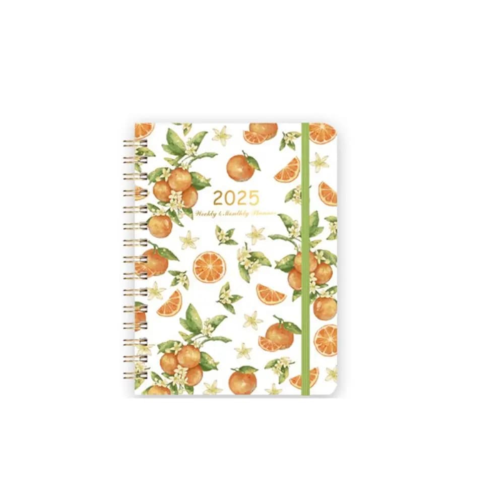 Agenda Mensile 2025 in Inglese, Pianificatore Settimanale, Organizer con Fiori, Diario, Quaderno a Fogli Mobili con Spirale, Pratico