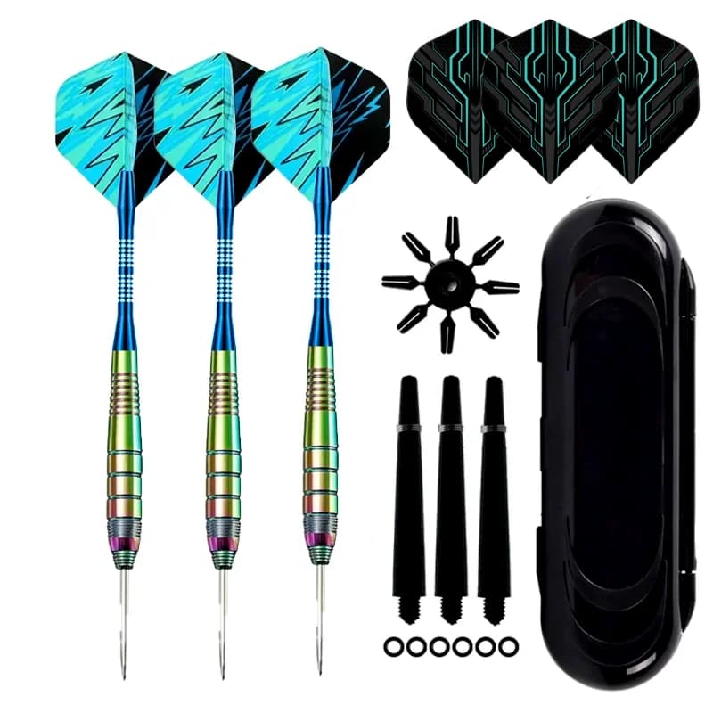 Set di punte in acciaio per freccette professionali Freccette con punta in metallo da 24 g, set di punte in metallo per freccette 3 aste per freccette in alluminio + 3 voli extra per freccette per regalo