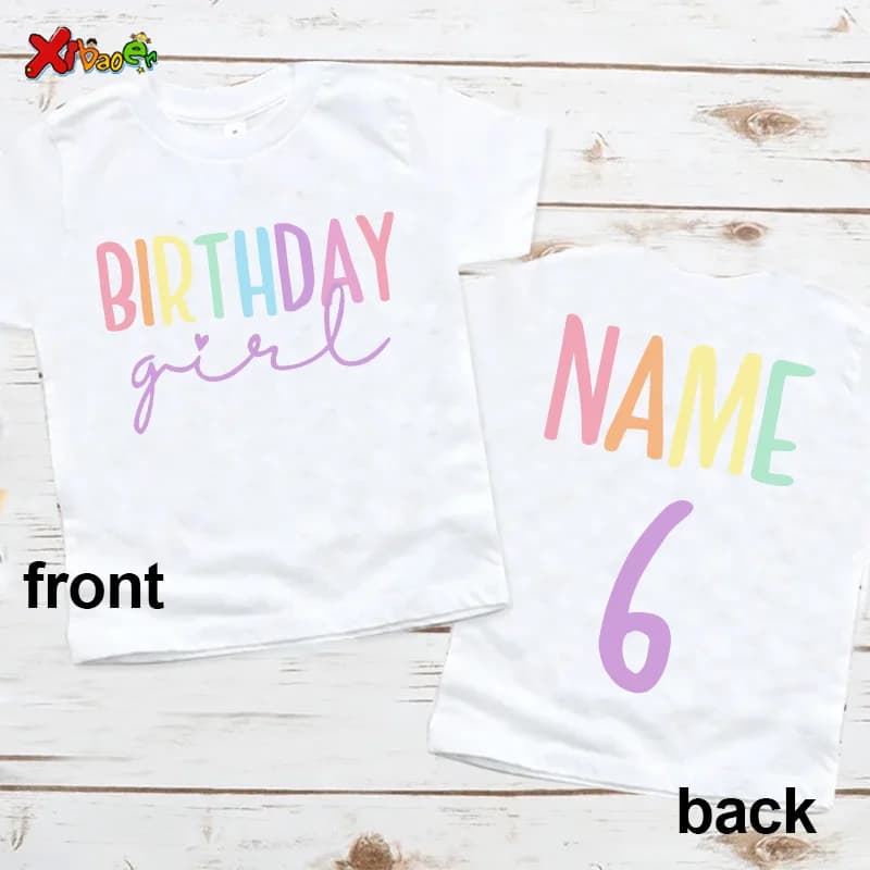 Compleanno ragazza T Shirt abiti da festa per bambini nome personalizzato camicie neonata abbigliamento carino T-Shirt abbigliamento per bambini 10th Birthday Girls