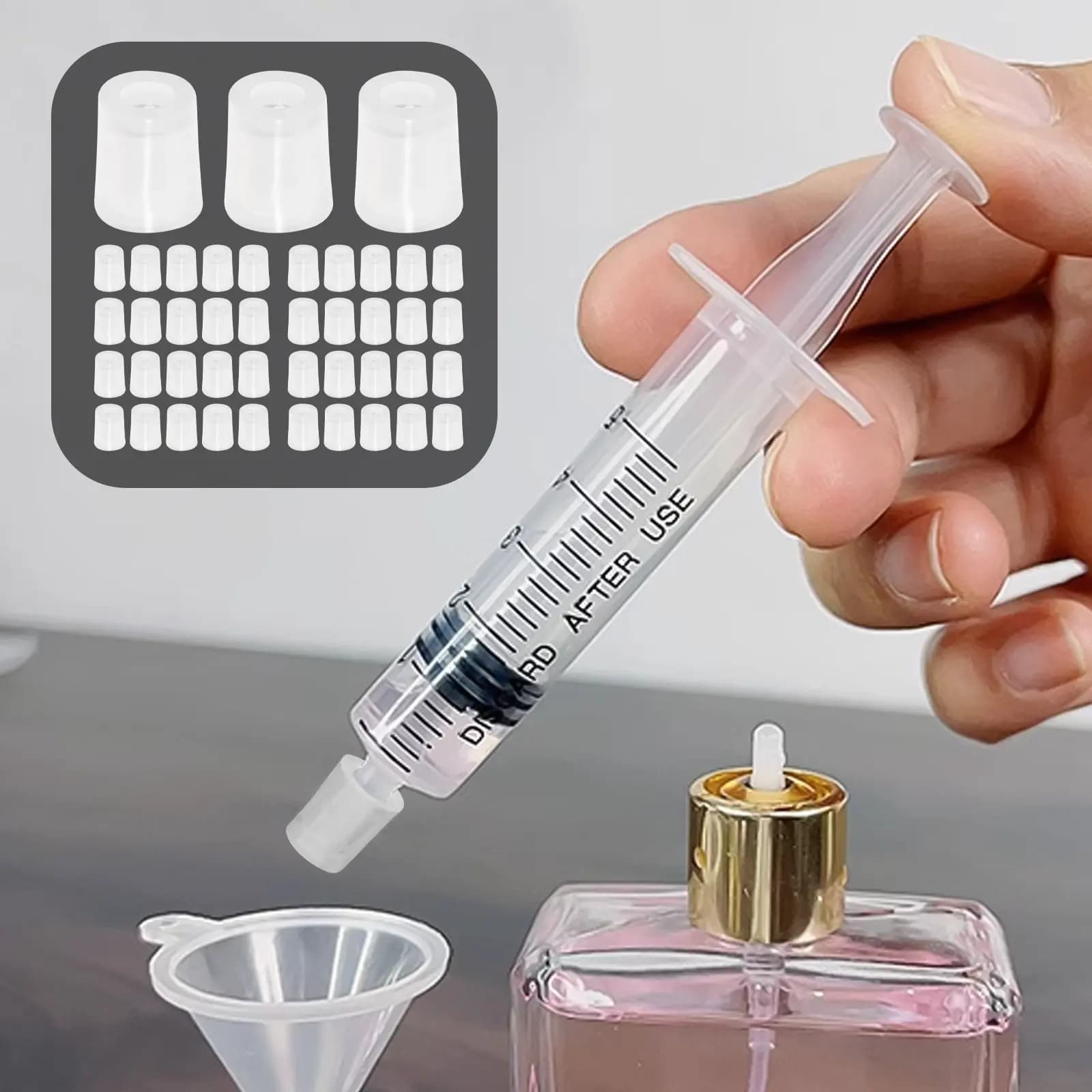 50Pcs Perfume Syringe Adapter Dispenser Conversion Head Sturdy Liquid Transfer Tool for Refill and Travel Syringe Adapter