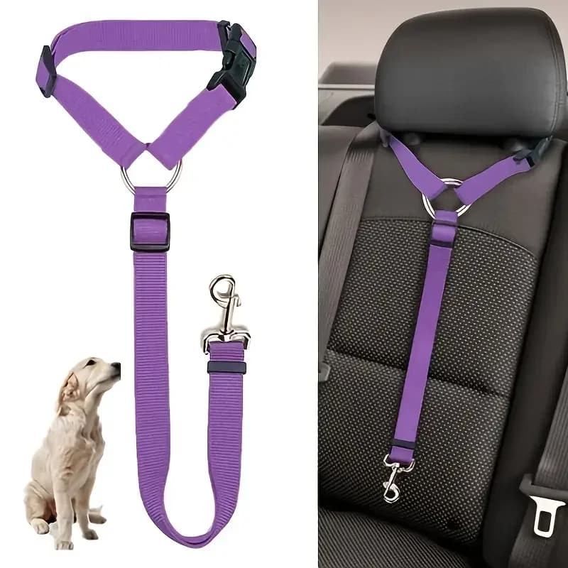 Cintura di sicurezza per cani e gatti da 1 pezzo, poggiatesta per auto, corda di sicurezza regolabile, cintura di sicurezza per auto