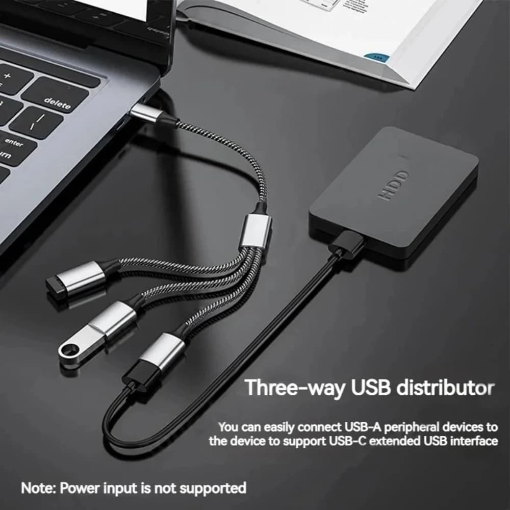 USB C OTG Splitter Cable 4 Port Type C Male to USB Female Hub Fast Data Power Adapter For Computer Laptop MacBook Xiaomi