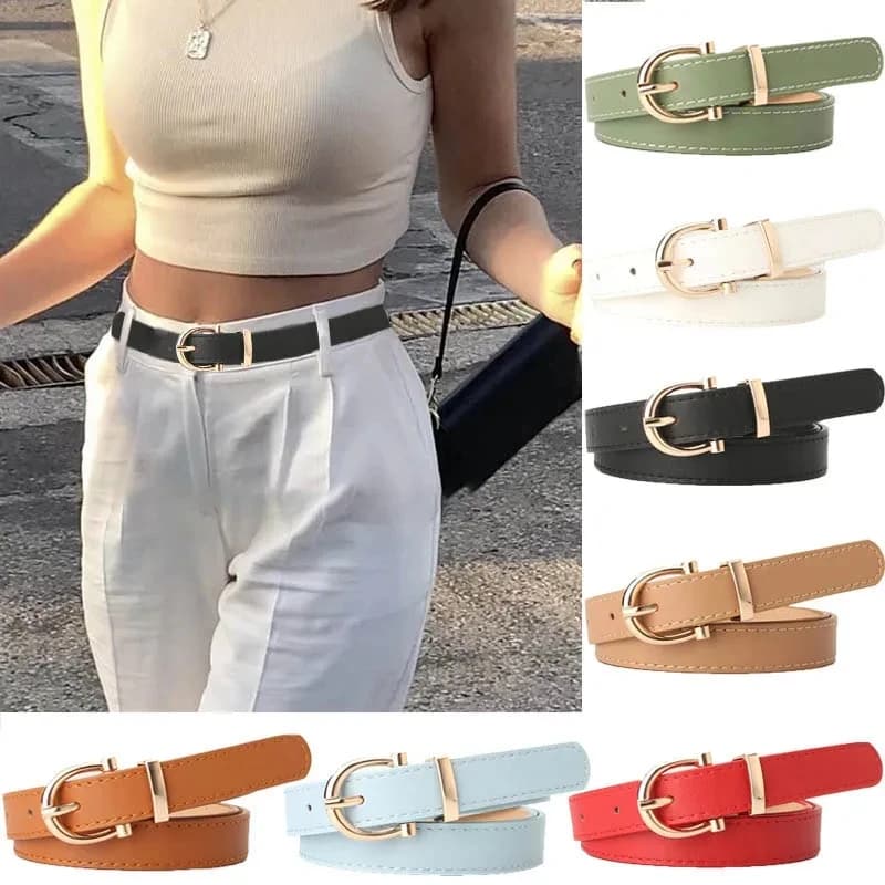 Cinture da Donna 2026 Nuove in Pelle PU con Fibbia Metallica Semplice, Cinture per Vestiti e Jeans da Ragazza, Cinture da Vita di Lusso Firmate per Donna