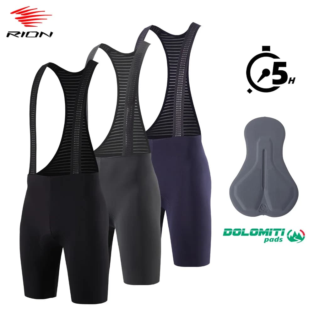 RION Uomo Pantaloncini con bretelle da ciclismo MTB Calzamaglia da mountain bike Bavaglini Abbigliamento da bicicletta Italiano Dolomiti Pad 5H Equitazione a lunga distanza all'aperto