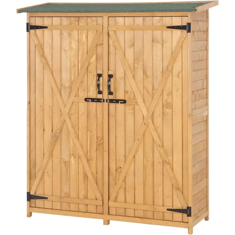 Garden shed in Extra Large Wood with 2 shelves, Wardrobe Door Tools, Garden Equipment Organizer
