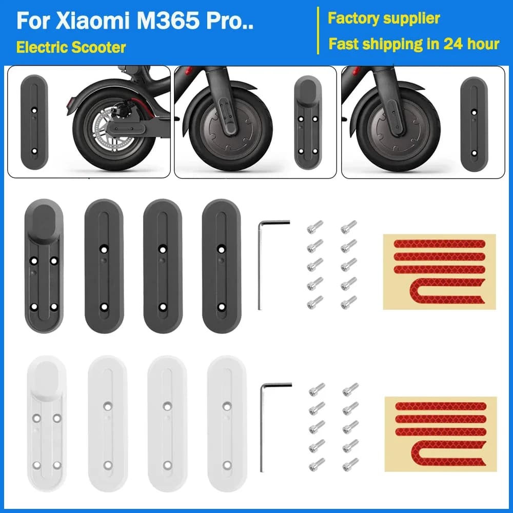 Guscio della ruota in plastica riflettente con strumento a vite Custodia protettiva anteriore posteriore Parte decorativa per scooter elettrico Xiaomi M365 Pro 1S