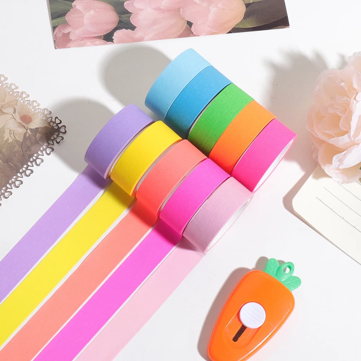 Colorful Pastel Washi Tape Set 10 Rolls Masking Tape Stationery Office Supplies for Scrapbooking Journaling DIY