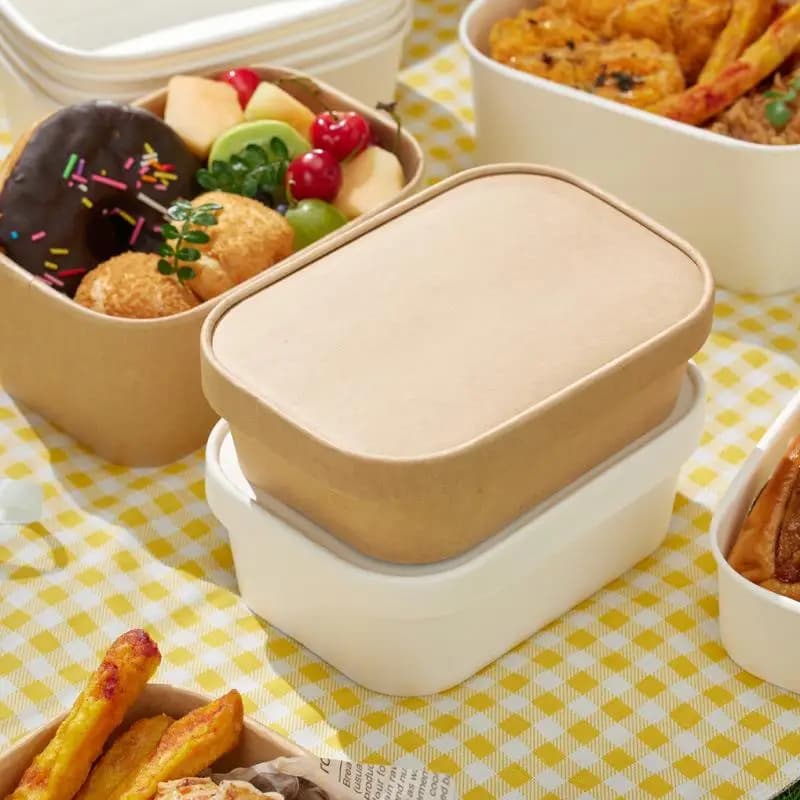 10Pcs Square Disposable Kraft Paper Lunch Boxes Leak Proof Lidded Food Containers for Gym Fitness Meal Prepping