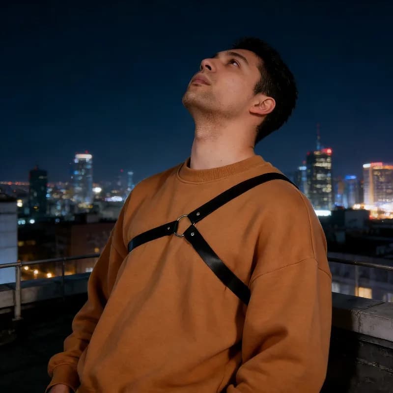 Imbracatura in Ecopelle Cyberpunk da Uomo con Sistema O-Ring - Accessorio per Costumi in Stile Punk per Outfit Gotici e Feste a Tema