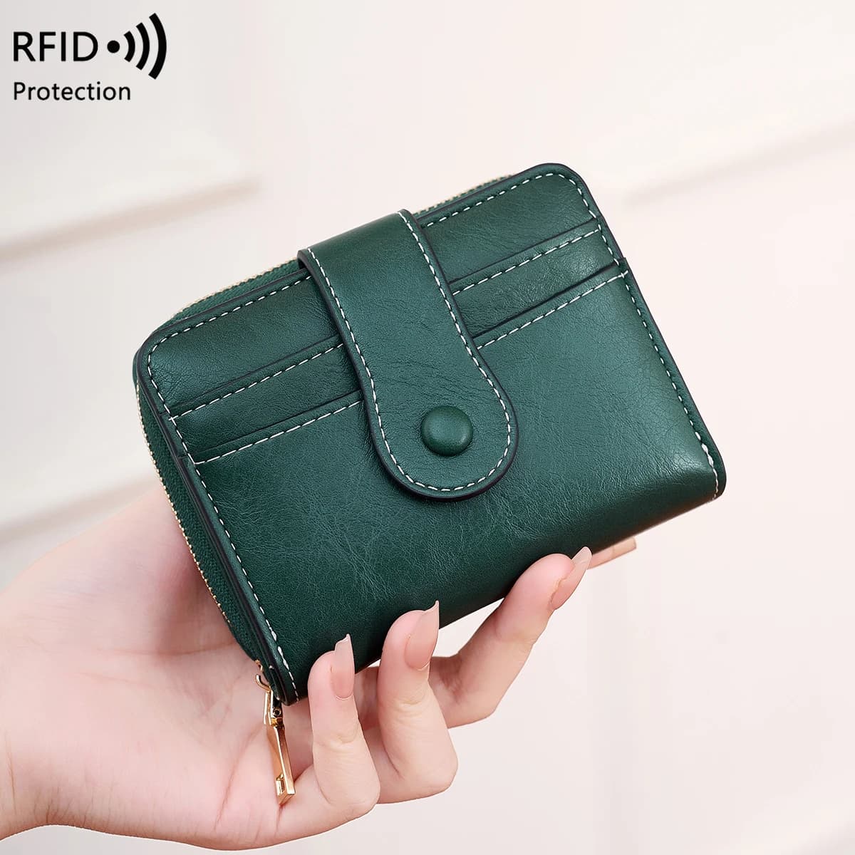 Portafoglio con Blocco RFID per Uomo e Donna, Porta Carte Multiplo, Sottile in Pelle con Tasca Portamonete con Cerniera
