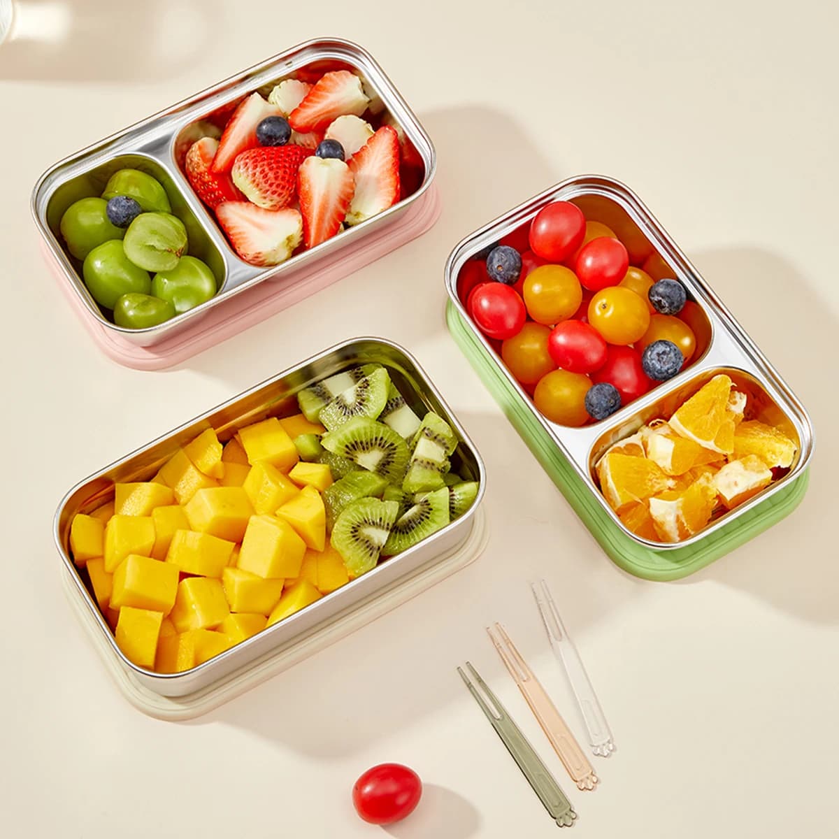 Portable Large Capacity Sealed Bento Lunch Box 304 Stainless Steel Fruit Salad Food Container for Student Office Worker