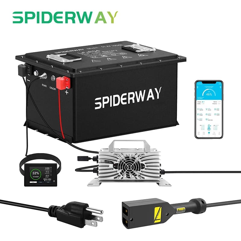 Batteria al litio LiFePO4 per carrello da golf 48V 105Ah con caricabatterie rapido Bluetooth 48V 25A per EZGO TXT
